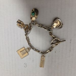Vintage 90s Elf Sanofi YSL Gold-tone Perfume Charm Bracelet